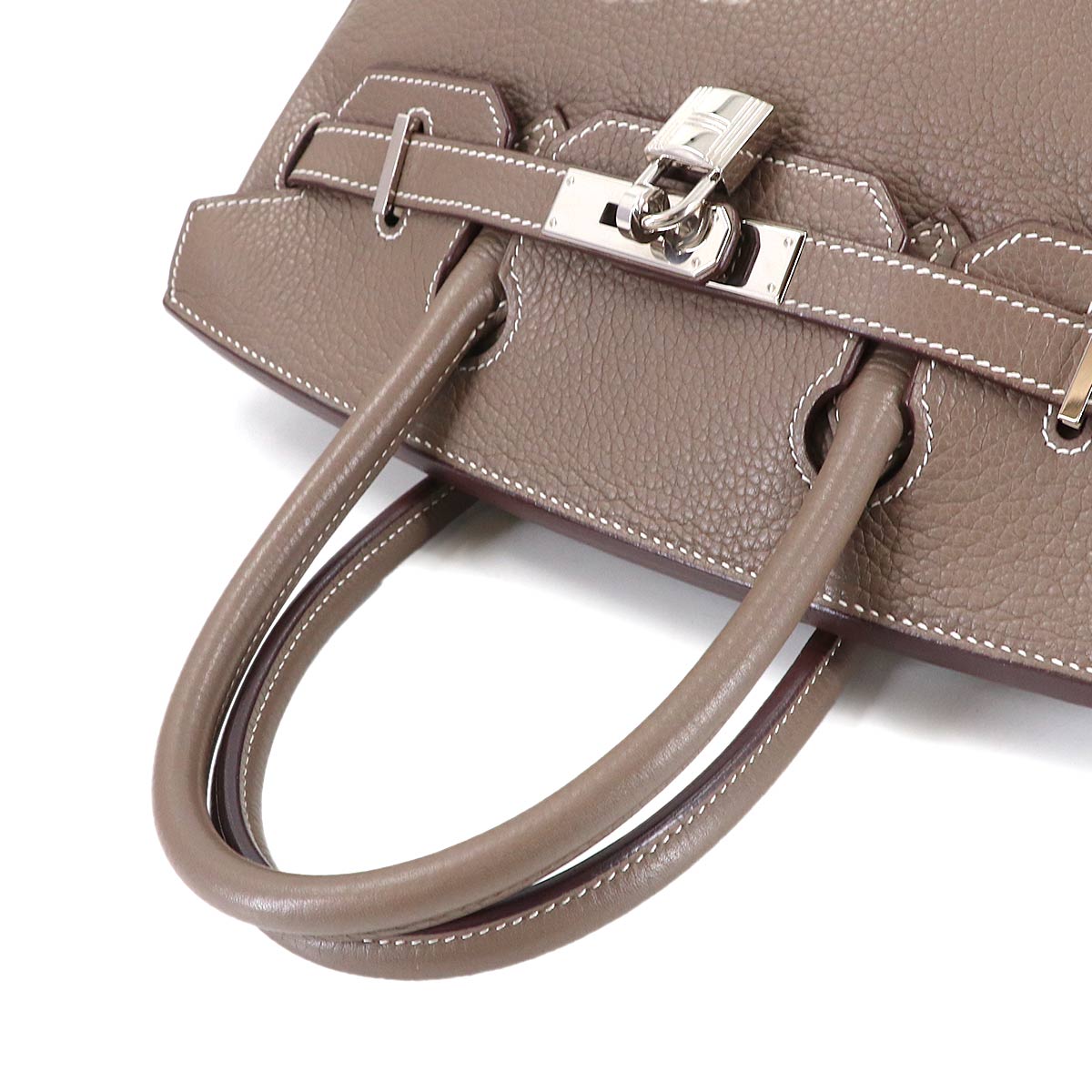 Birkin 30 Taurillon Clemence Etoupe Hand Bag Purse Beige