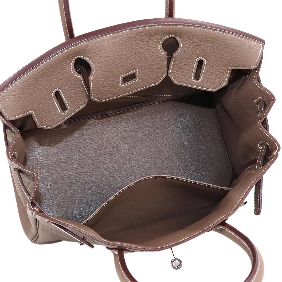 Birkin 30 Taurillon Clemence Etoupe Hand Bag Purse Beige