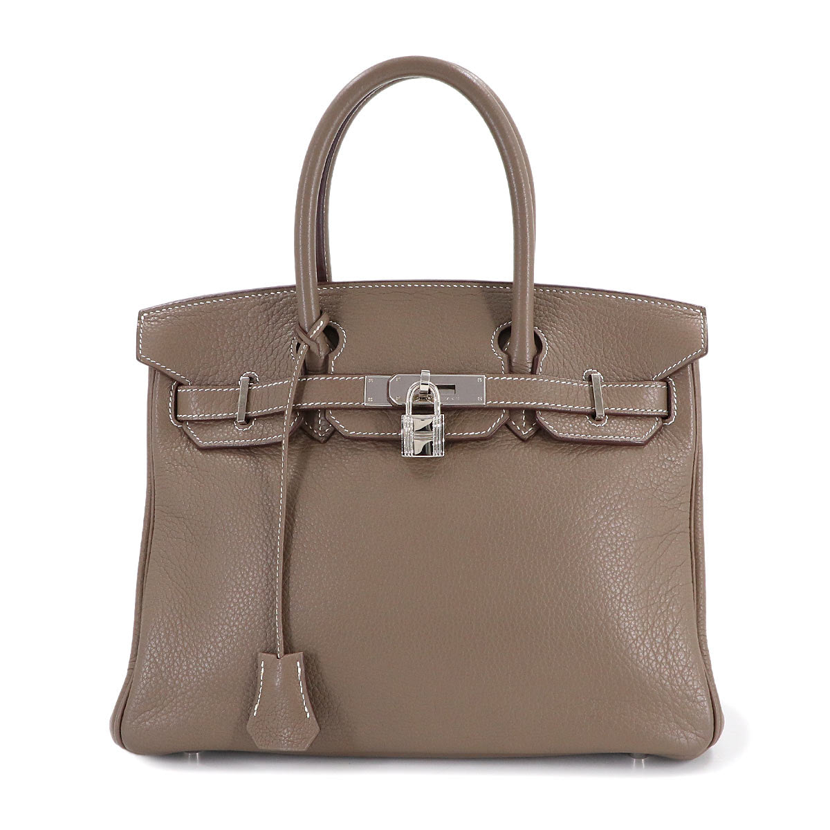 Birkin 30 Taurillon Clemence Etoupe Hand Bag Purse Beige