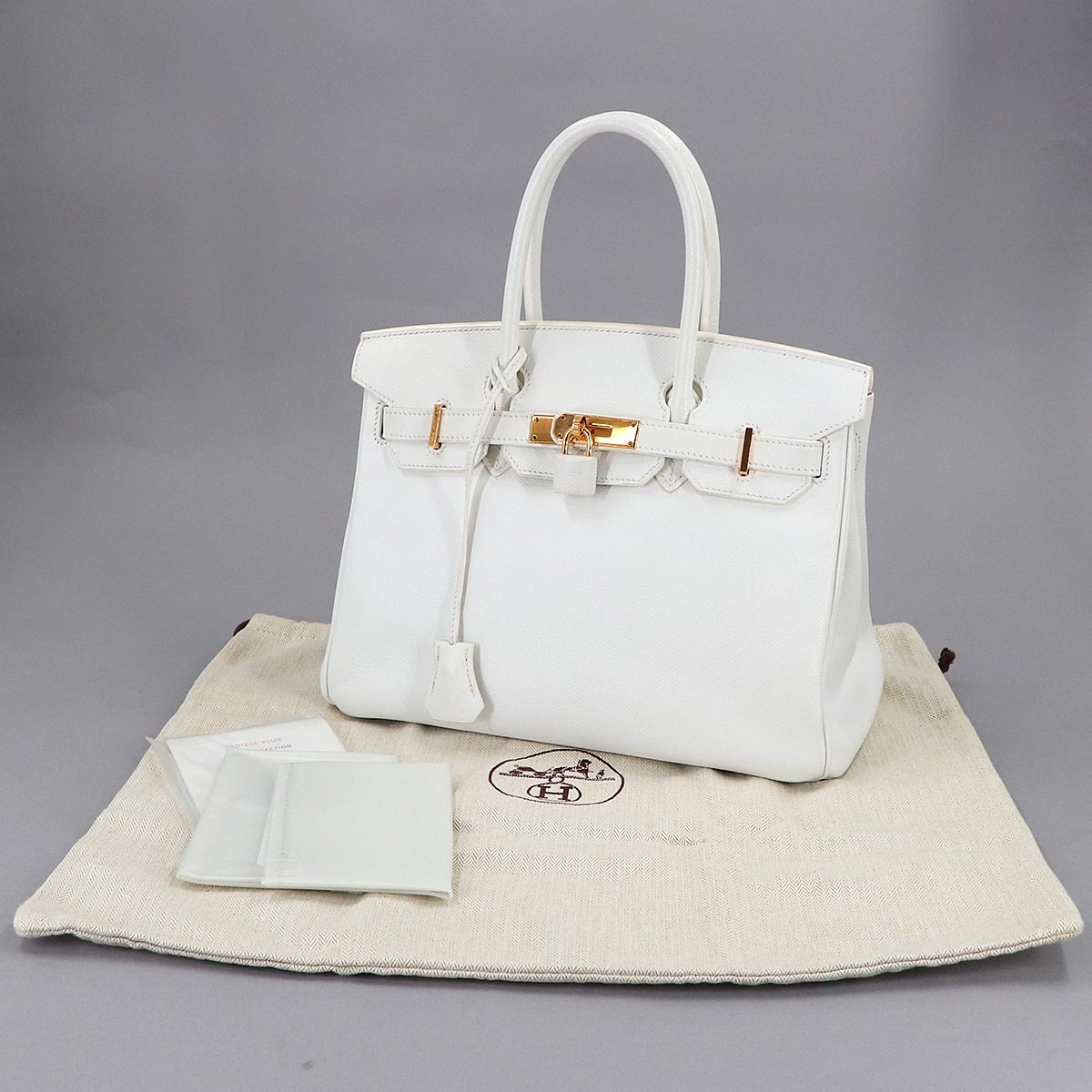 Birkin 30 Veau Epsom White Hand Bag Purse