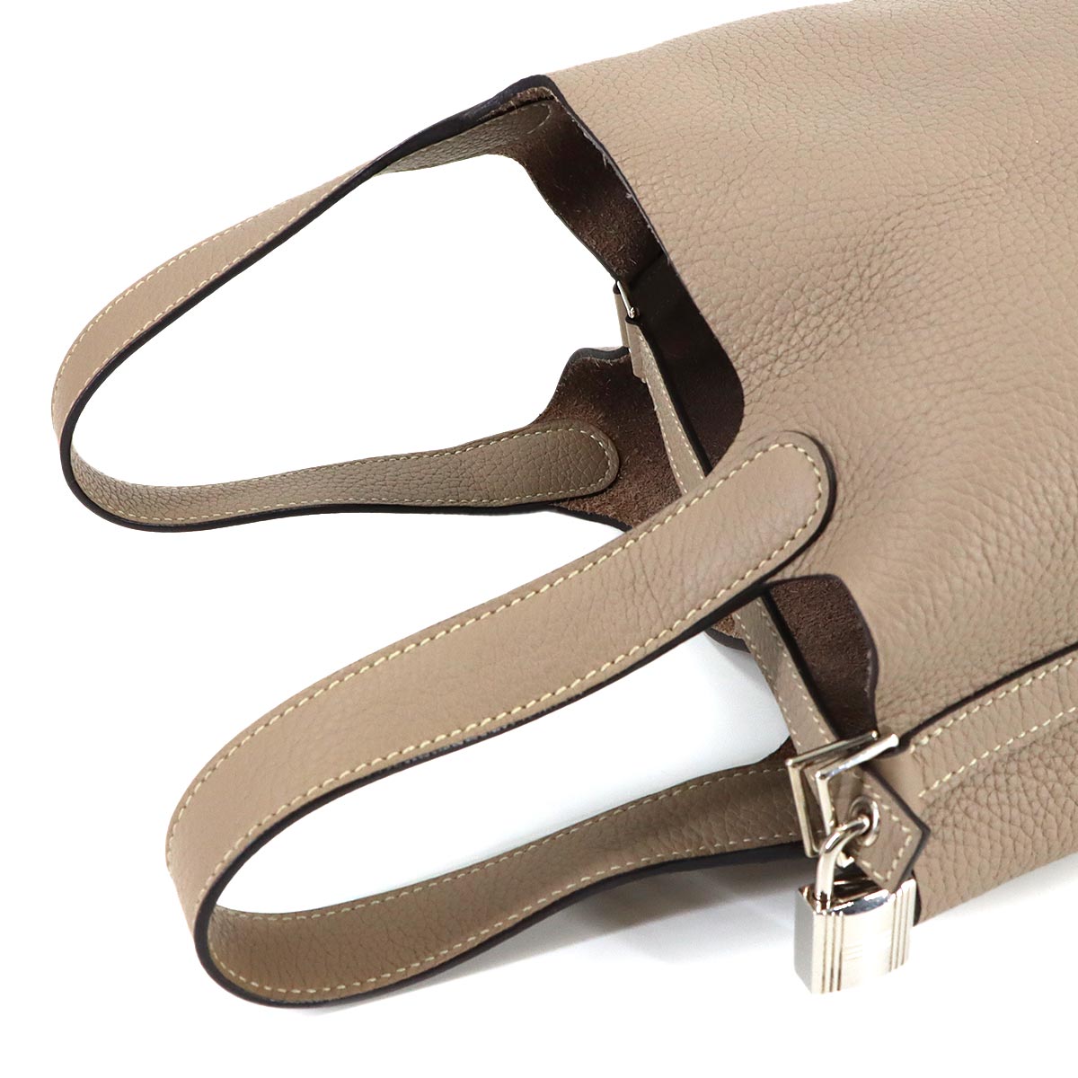 Picotin Lock PM Hand Bag Taurillon Clemence Gris tourterelle