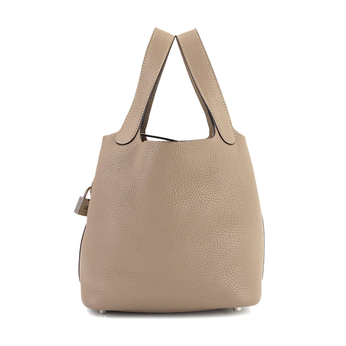 Picotin Lock PM Hand Bag Taurillon Clemence Gris tourterelle
