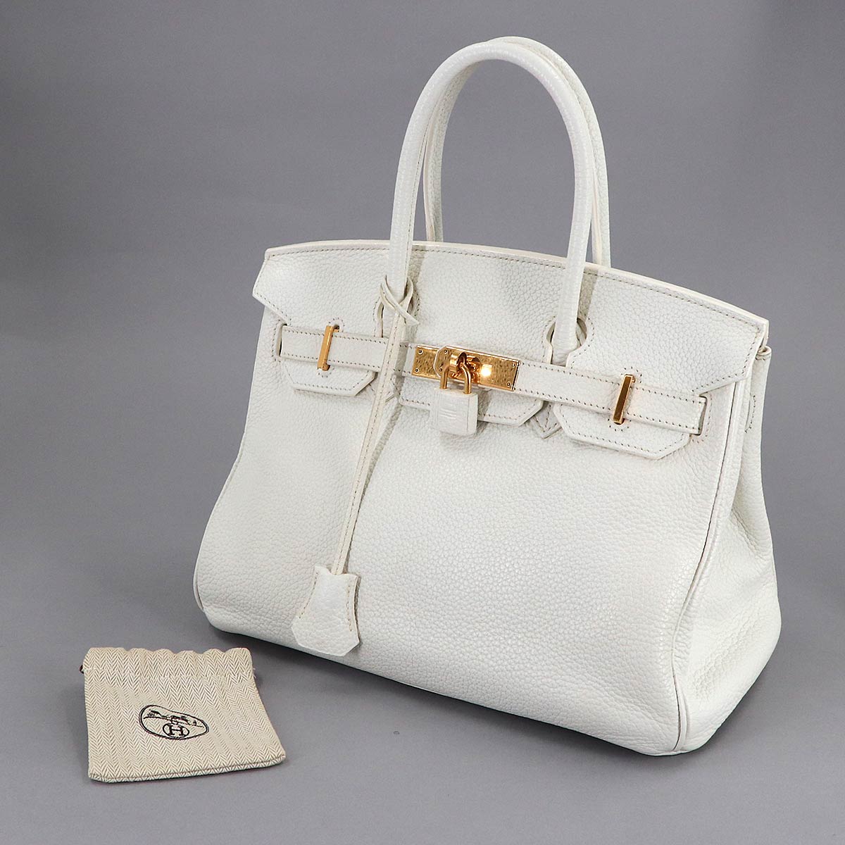 Birkin 30 Taurillon Clemence White Hand Bag Purse
