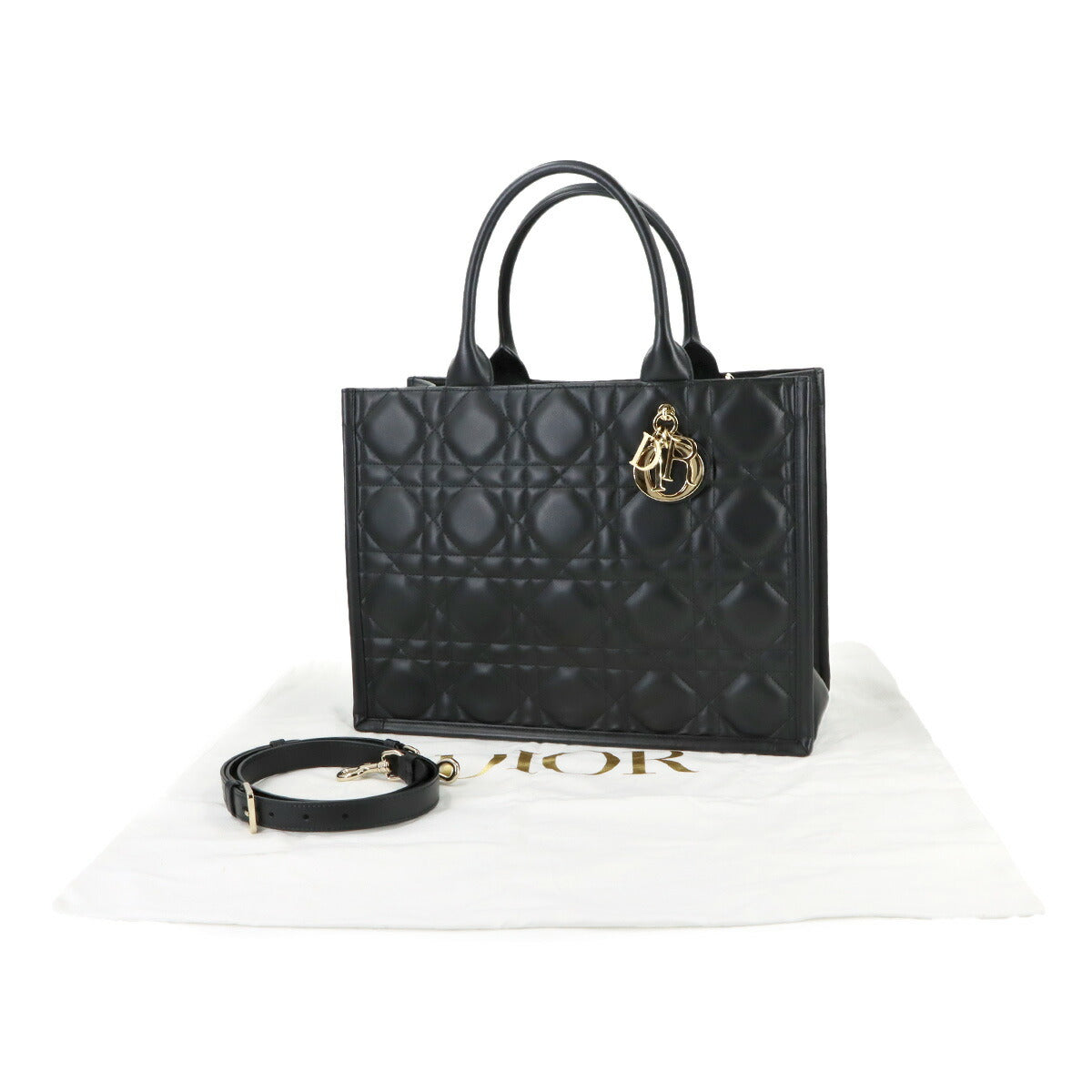 Macrocannage Book Tote Shoulder Medium Bag Leather Black