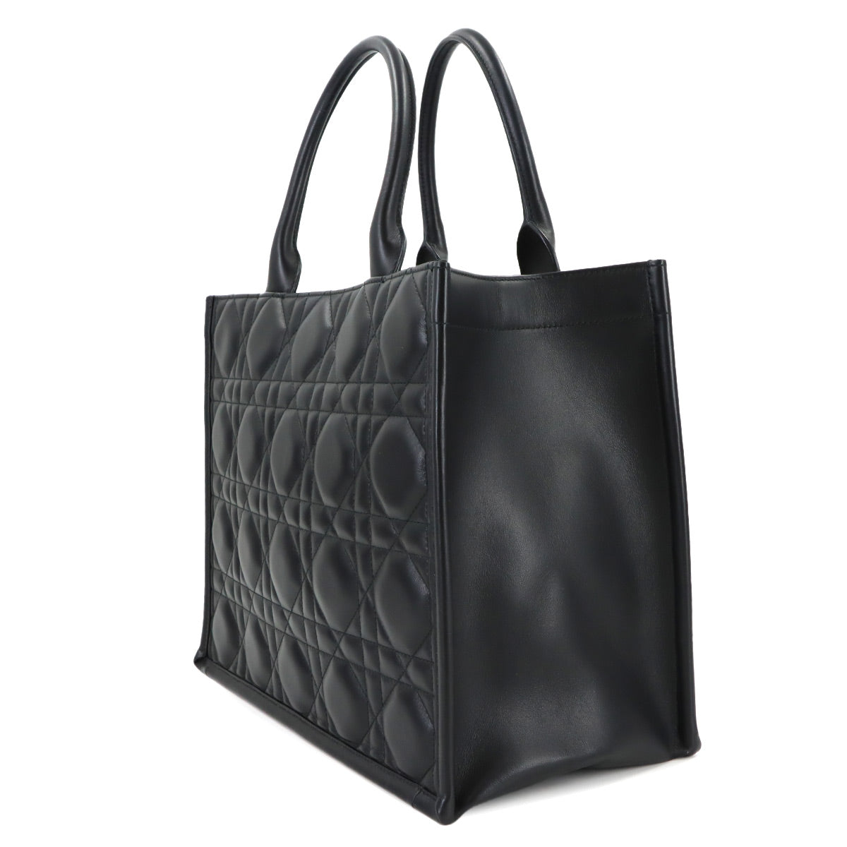 Macrocannage Book Tote Shoulder Medium Bag Leather Black
