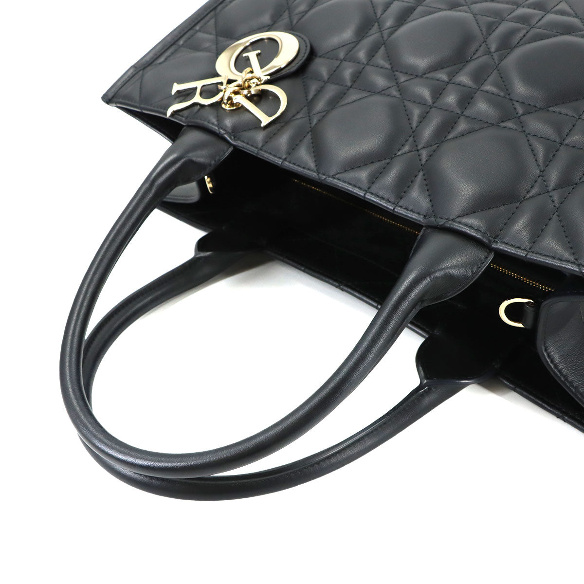 Macrocannage Book Tote Shoulder Medium Bag Leather Black