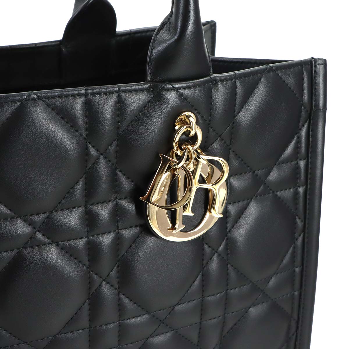 Macrocannage Book Tote Shoulder Medium Bag Leather Black
