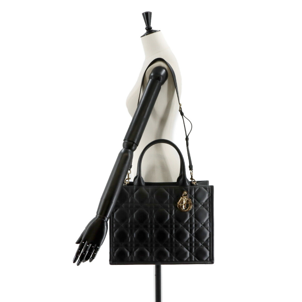 Macrocannage Book Tote Shoulder Medium Bag Leather Black