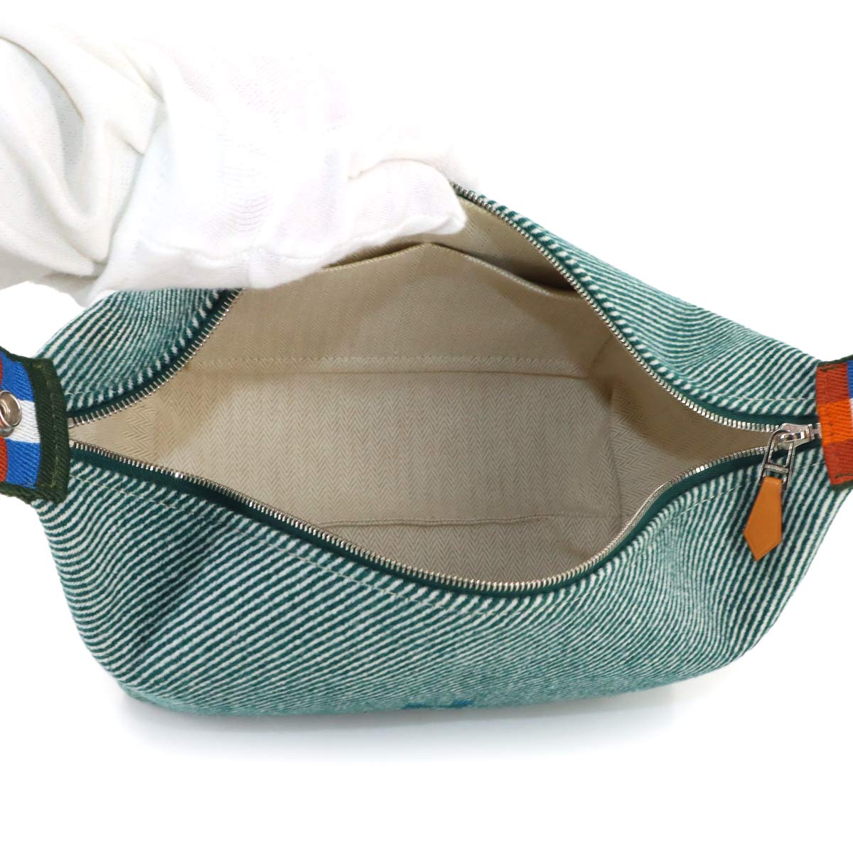 Bride a Brac PM Au Carre Hand Bag Wooltwill Vert Foret H Pouch
