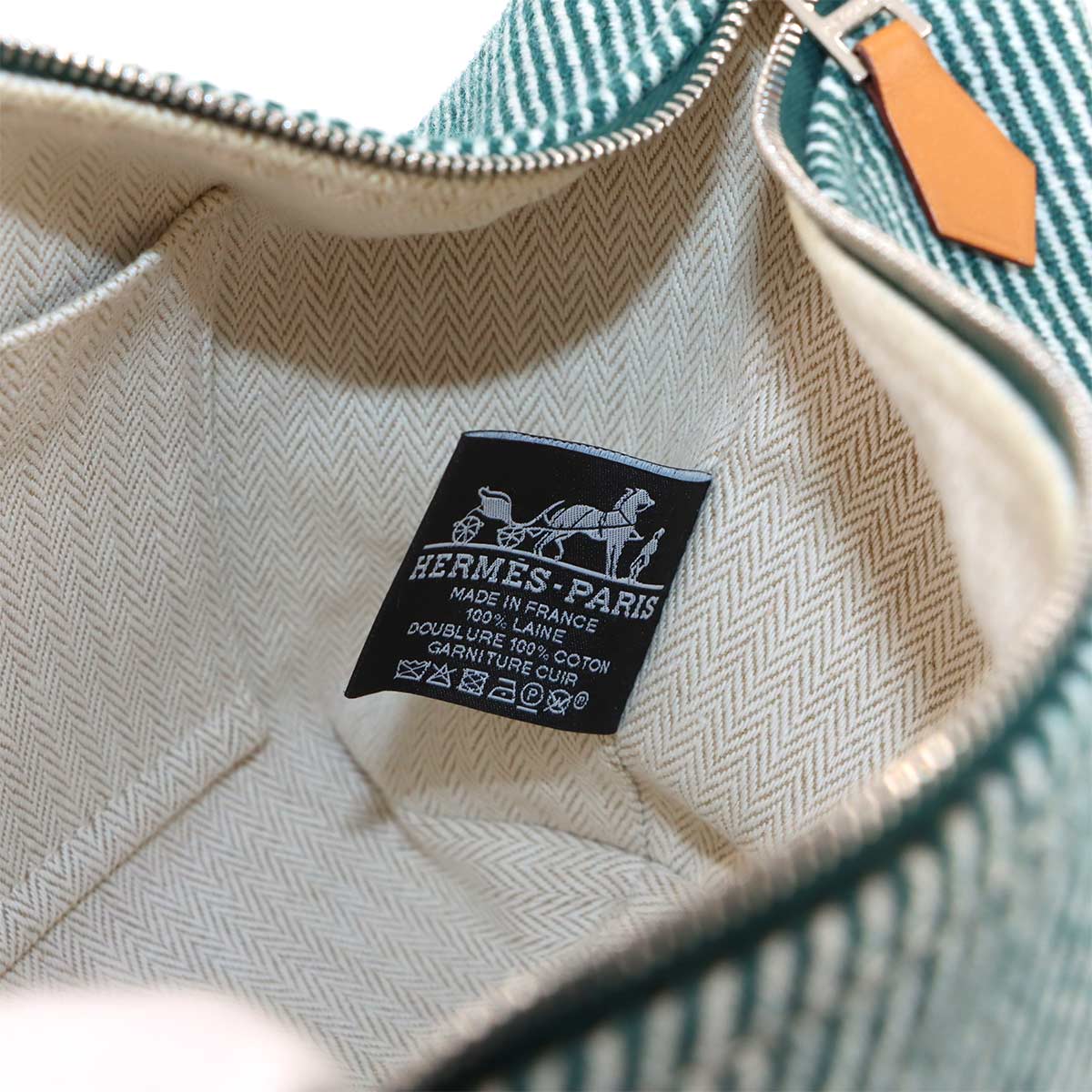 Bride a Brac PM Au Carre Hand Bag Wooltwill Vert Foret H Pouch