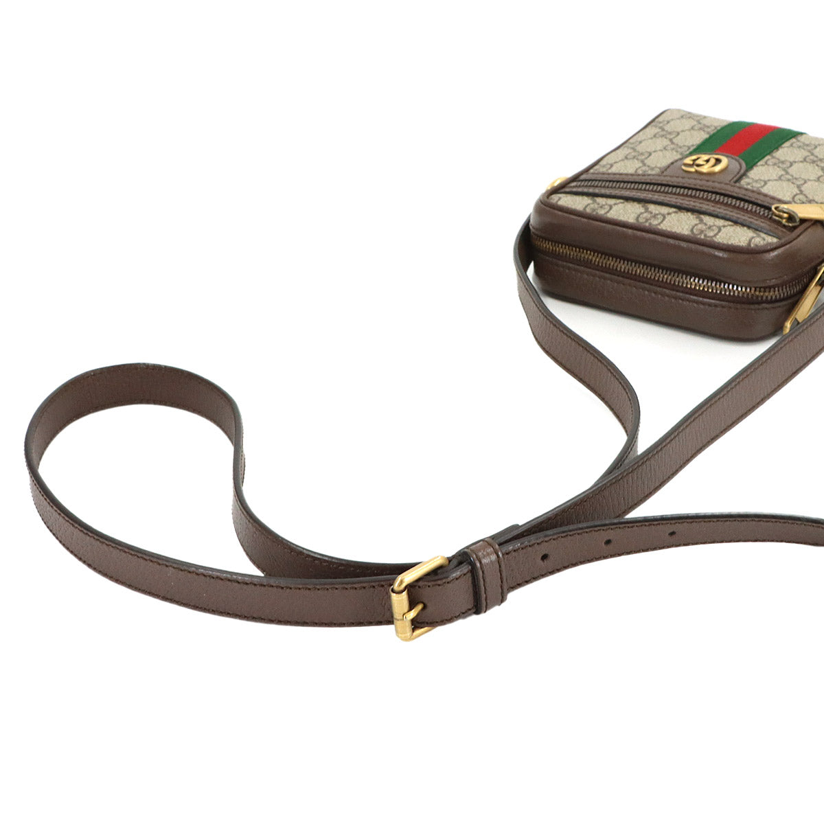 Ophidia Small Shoulder Bag GG Supreme Canvas Leather Beige Brown