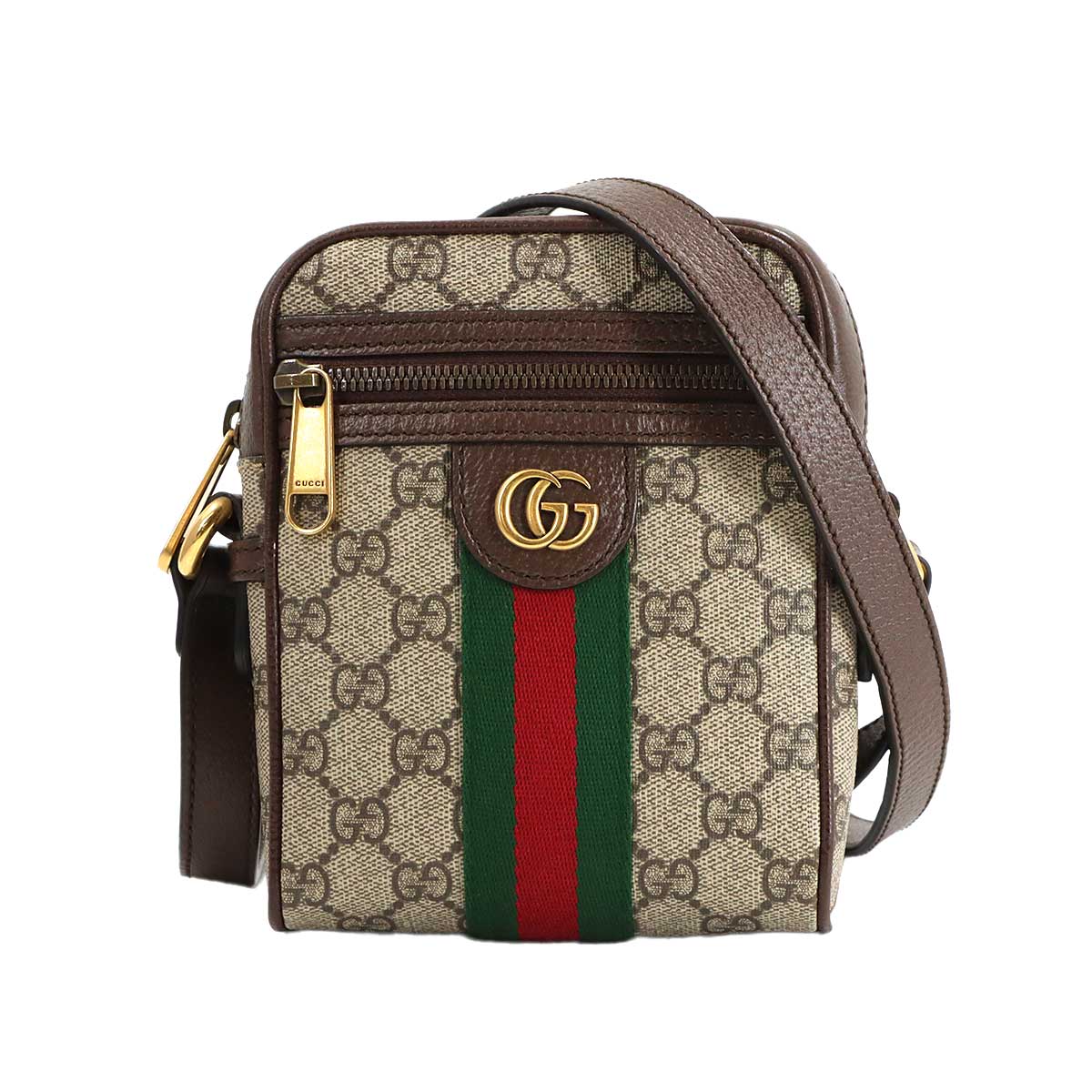 Ophidia Small Shoulder Bag GG Supreme Canvas Leather Beige Brown