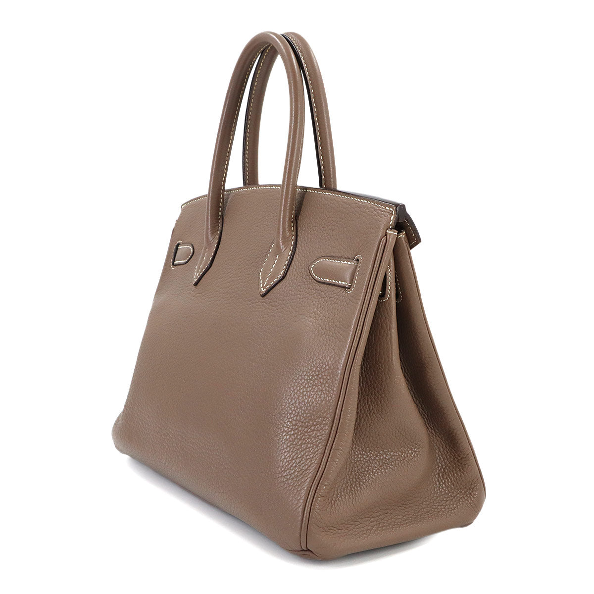 Birkin 30 Taurillon Clemence Etoupe Hand Bag Purse Beige