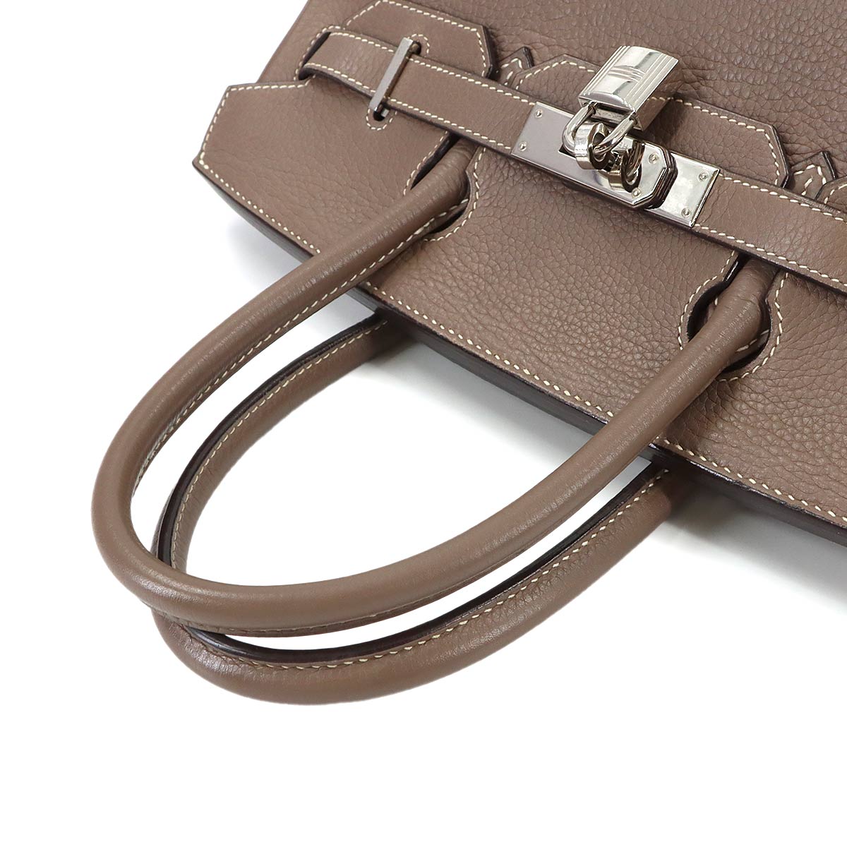 Birkin 30 Taurillon Clemence Etoupe Hand Bag Purse Beige