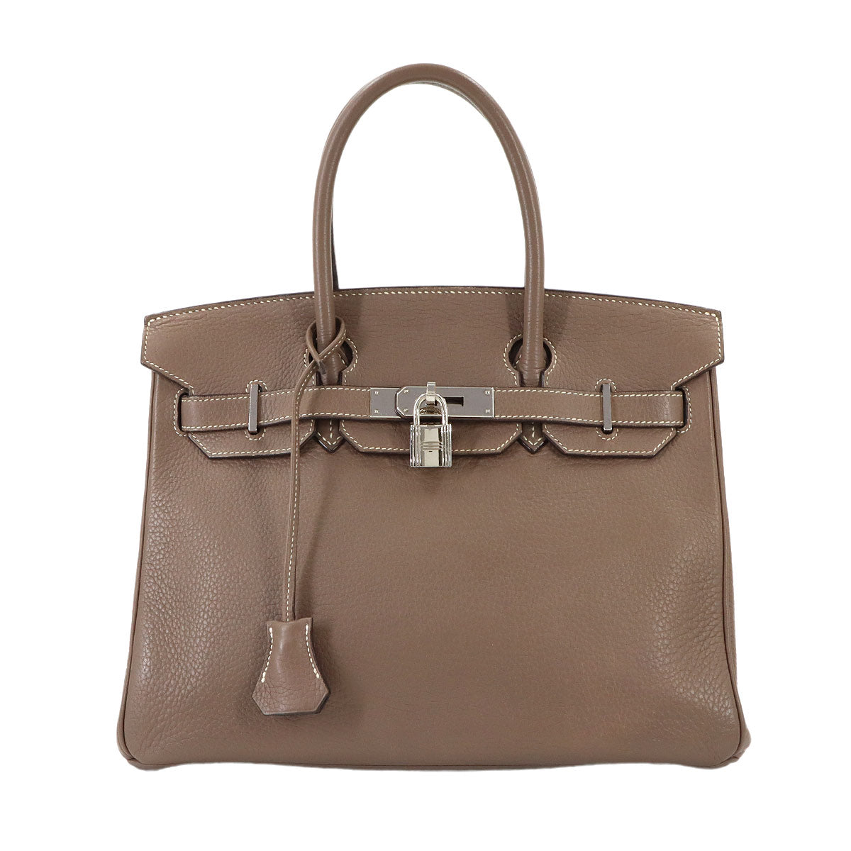 Birkin 30 Taurillon Clemence Etoupe Hand Bag Purse Beige