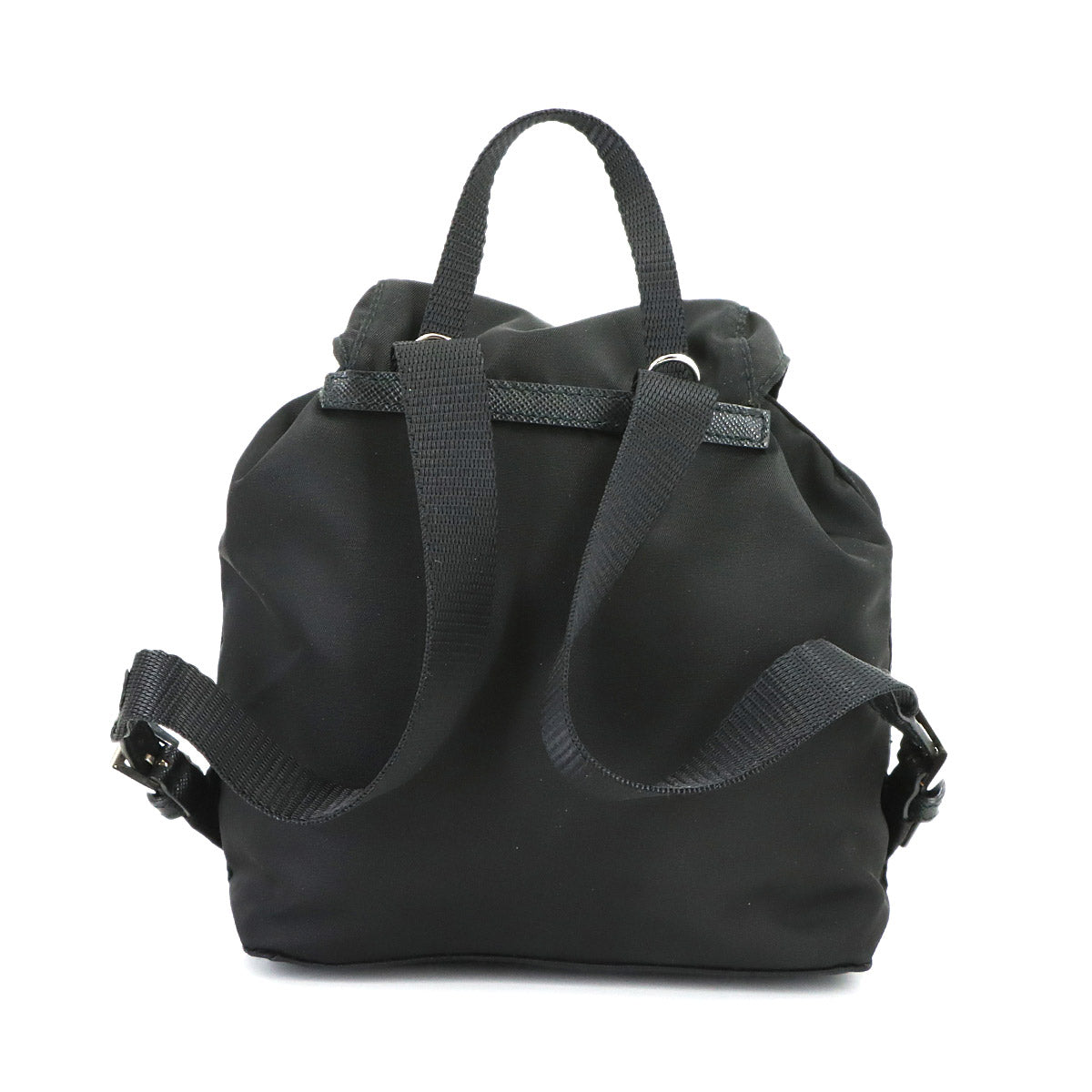 Backpack Motif Pouch Nylon Saffiano Leather Black