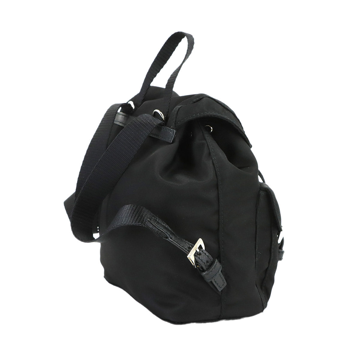Backpack Motif Pouch Nylon Saffiano Leather Black