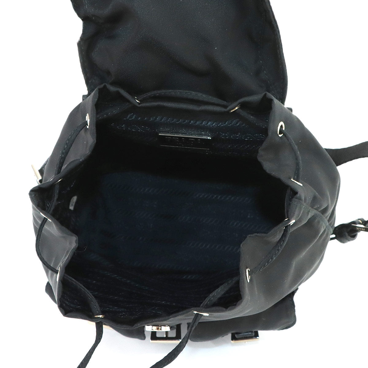 Backpack Motif Pouch Nylon Saffiano Leather Black