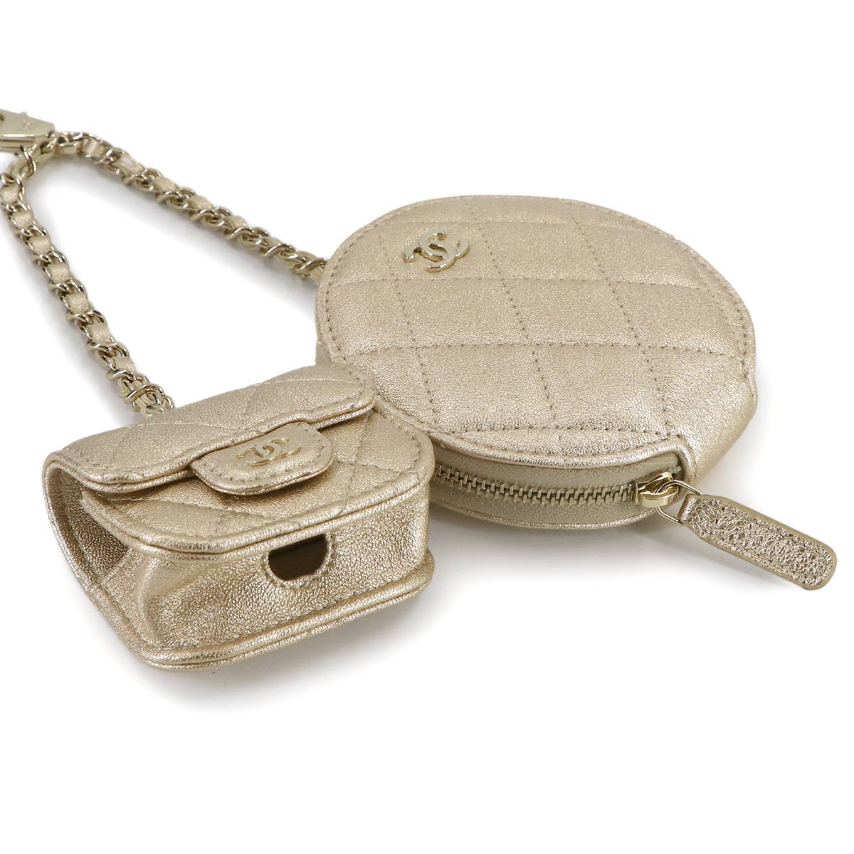 Matelasse Coin Purse AirPods Pro Case Leather Gold