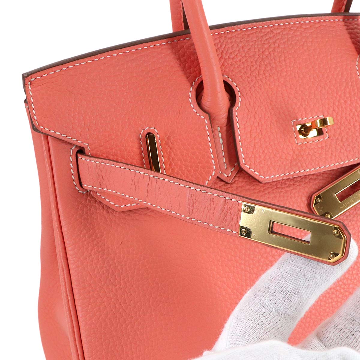 Birkin 30 Taurillon Clemence Crevette Hand Bag Purse Pink