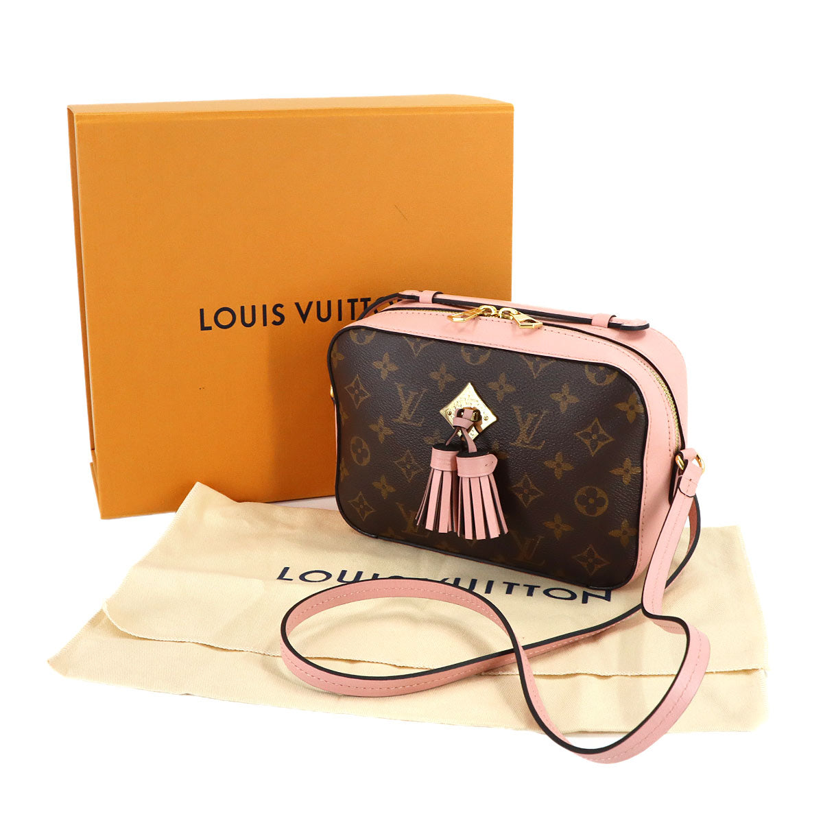 Monogram Saintonge Shoulder Bag Brown Pink M44442 Purse