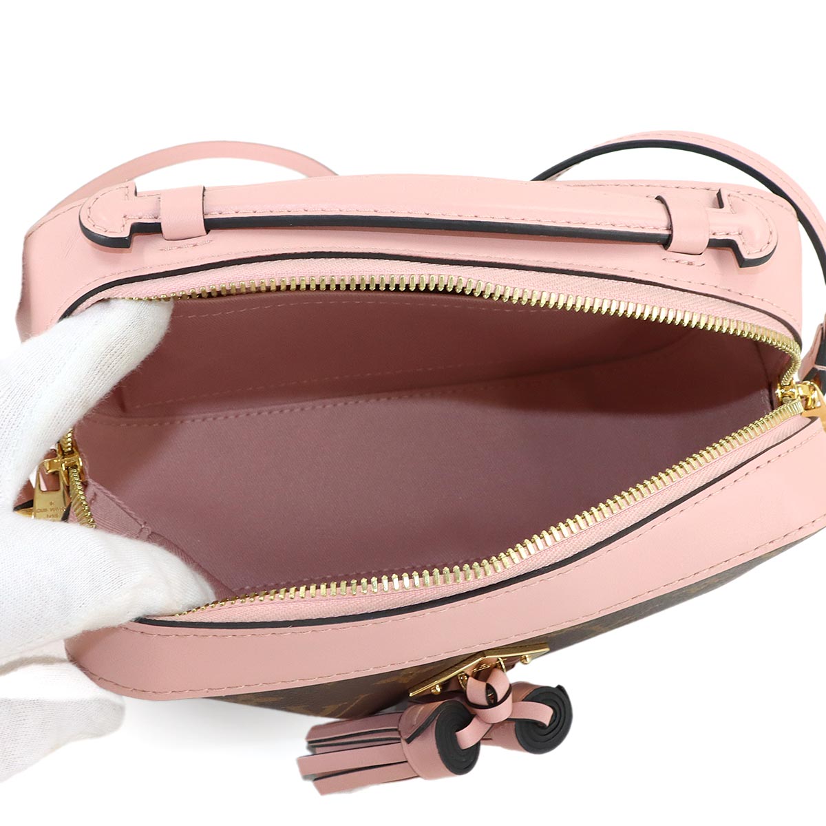 Monogram Saintonge Shoulder Bag Brown Pink M44442 Purse