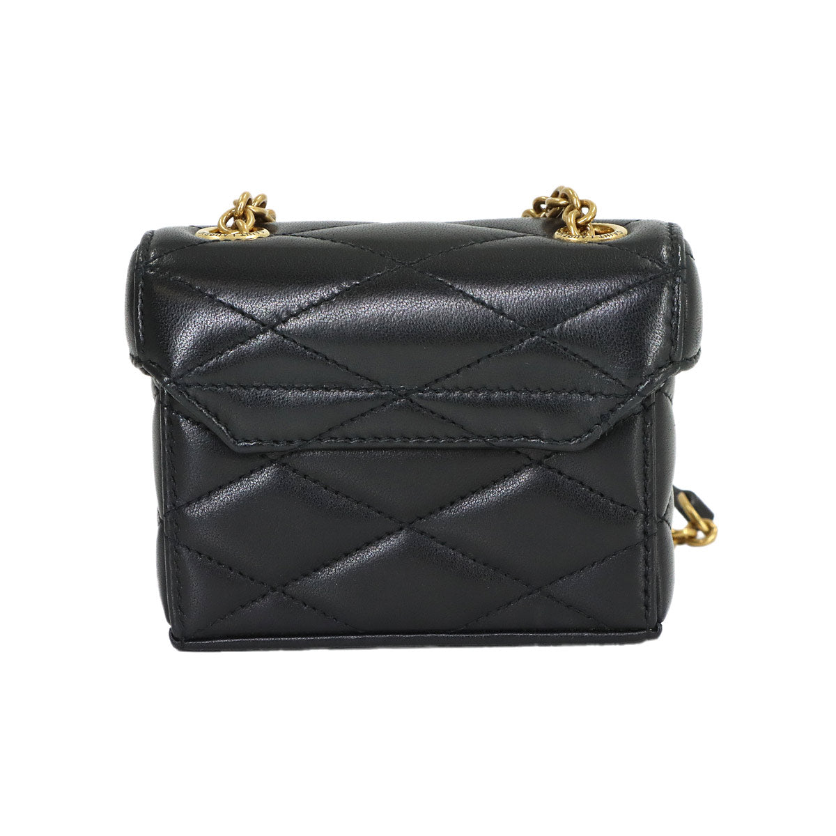 June Micro Box Chain Shoulder Bag Leather Black 766793