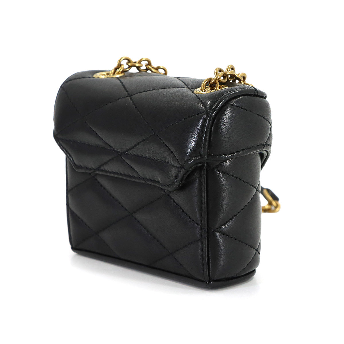 June Micro Box Chain Shoulder Bag Leather Black 766793
