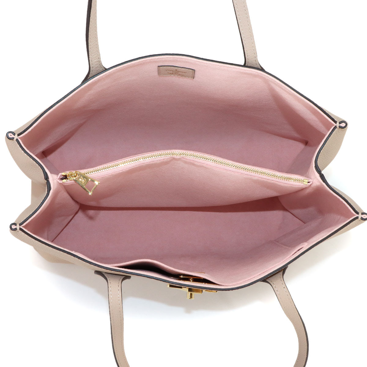 Lockme Shopper Tote Bag Leather Greige M57346 Purse