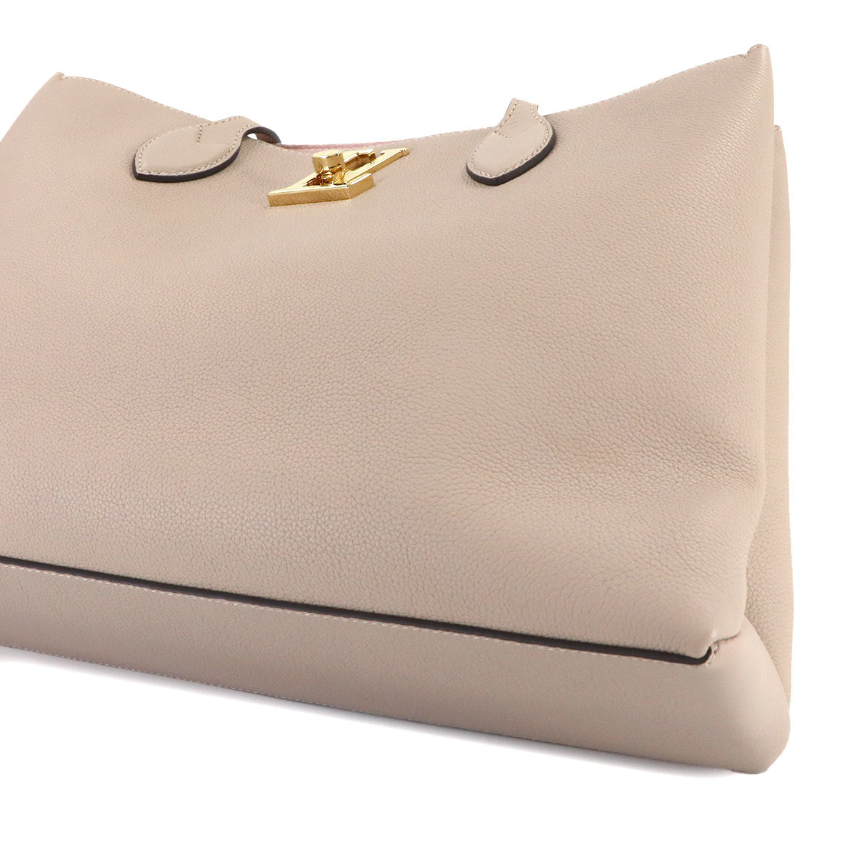 Lockme Shopper Tote Bag Leather Greige M57346 Purse