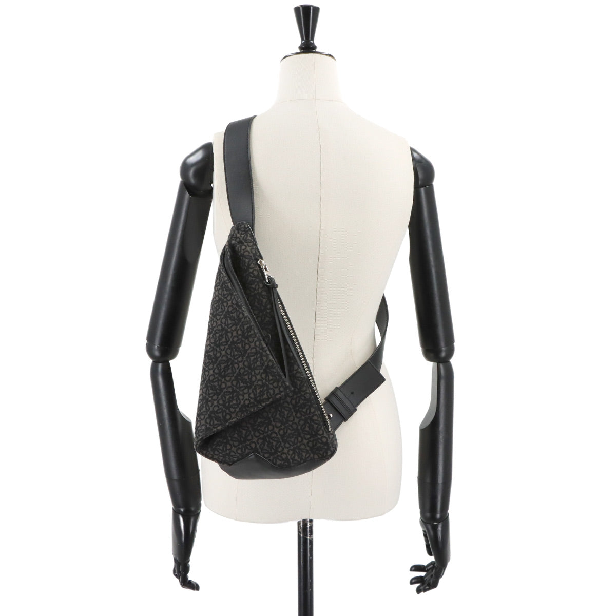 Anton Sling Bag Crossbody Bag Canvas Leather Black Purse