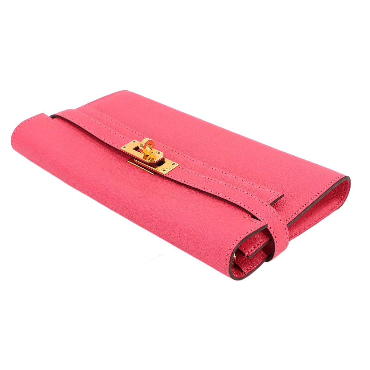 Kelly Wallet Chevre Rose Lipstick Purse