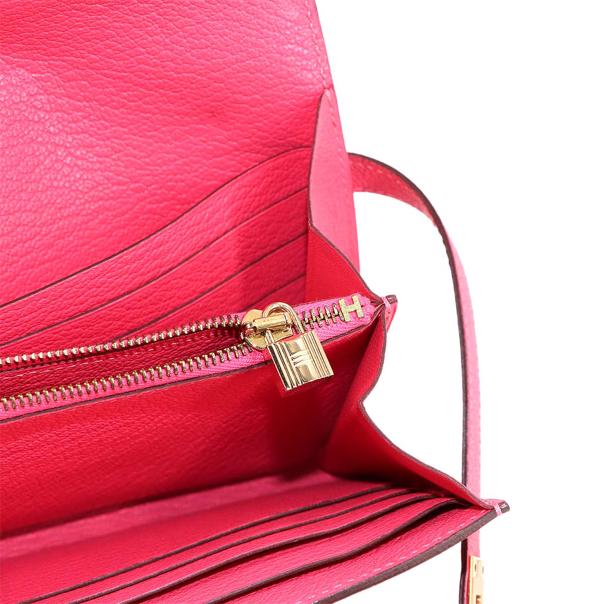 Kelly Wallet Chevre Rose Lipstick Purse