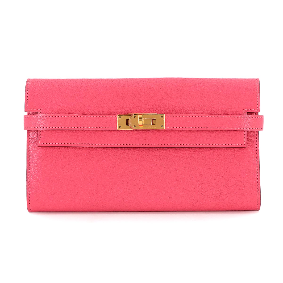 Kelly Wallet Chevre Rose Lipstick Purse