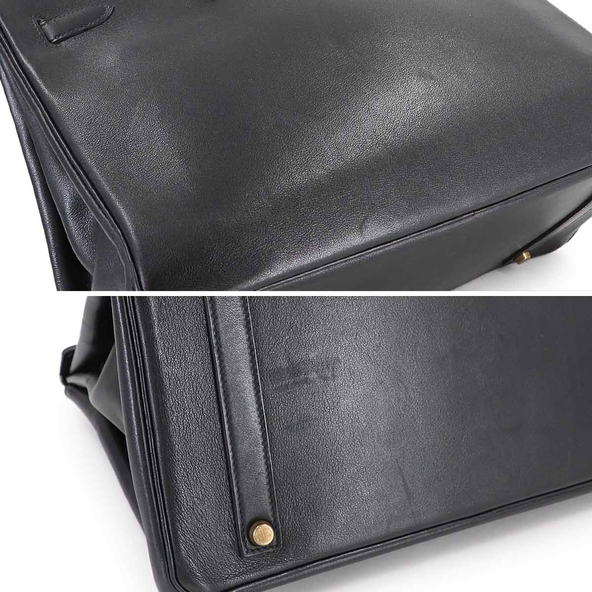 Birkin 35 Evercalf Black Hand Bag Vintage Purse