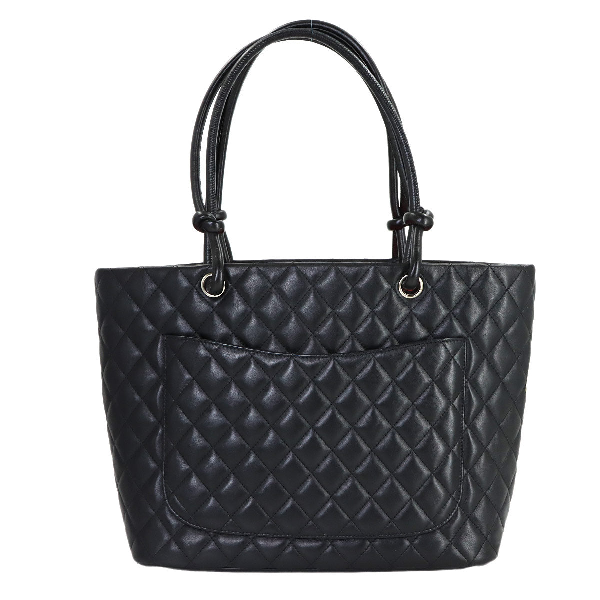 Cambon Line Large Tote Bag Leather Black White A25169 Purse