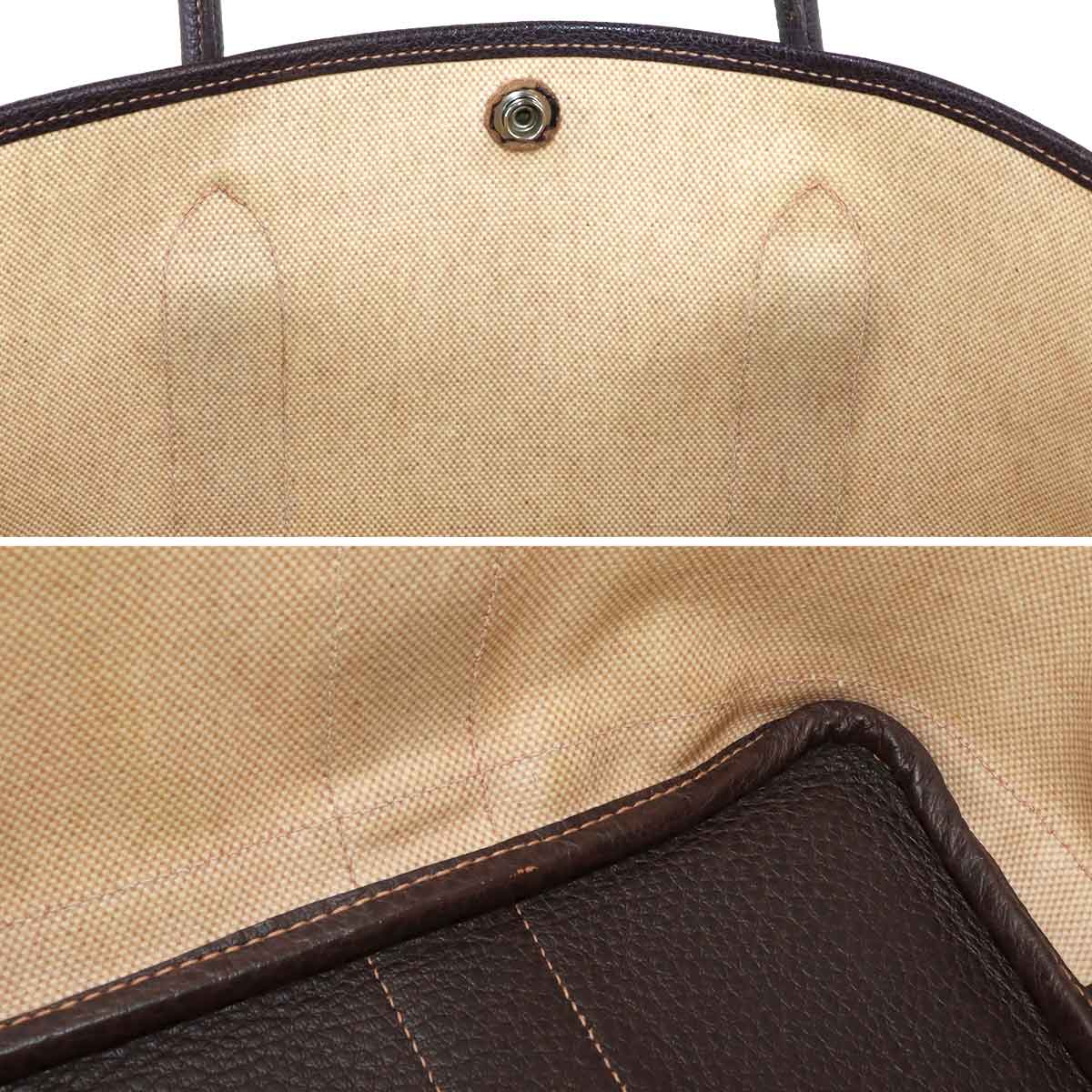 Garden Party PM Tote Bag Toile H Leather Natural Marron Purse
