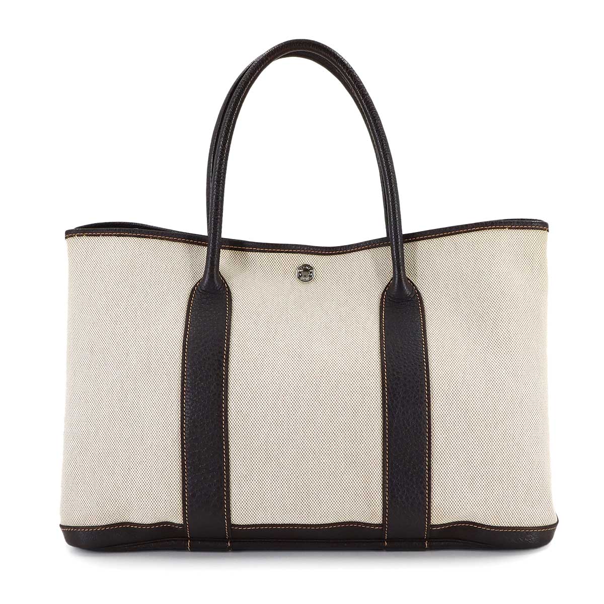 Garden Party PM Tote Bag Toile H Leather Natural Marron Purse