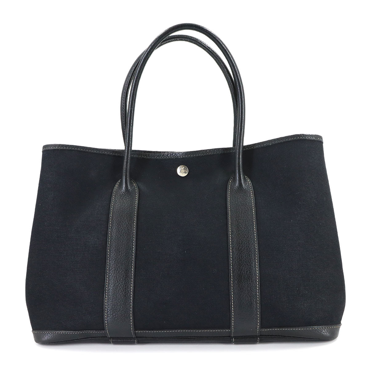 Garden Party PM Tote Bag Toile Officier Leather Black