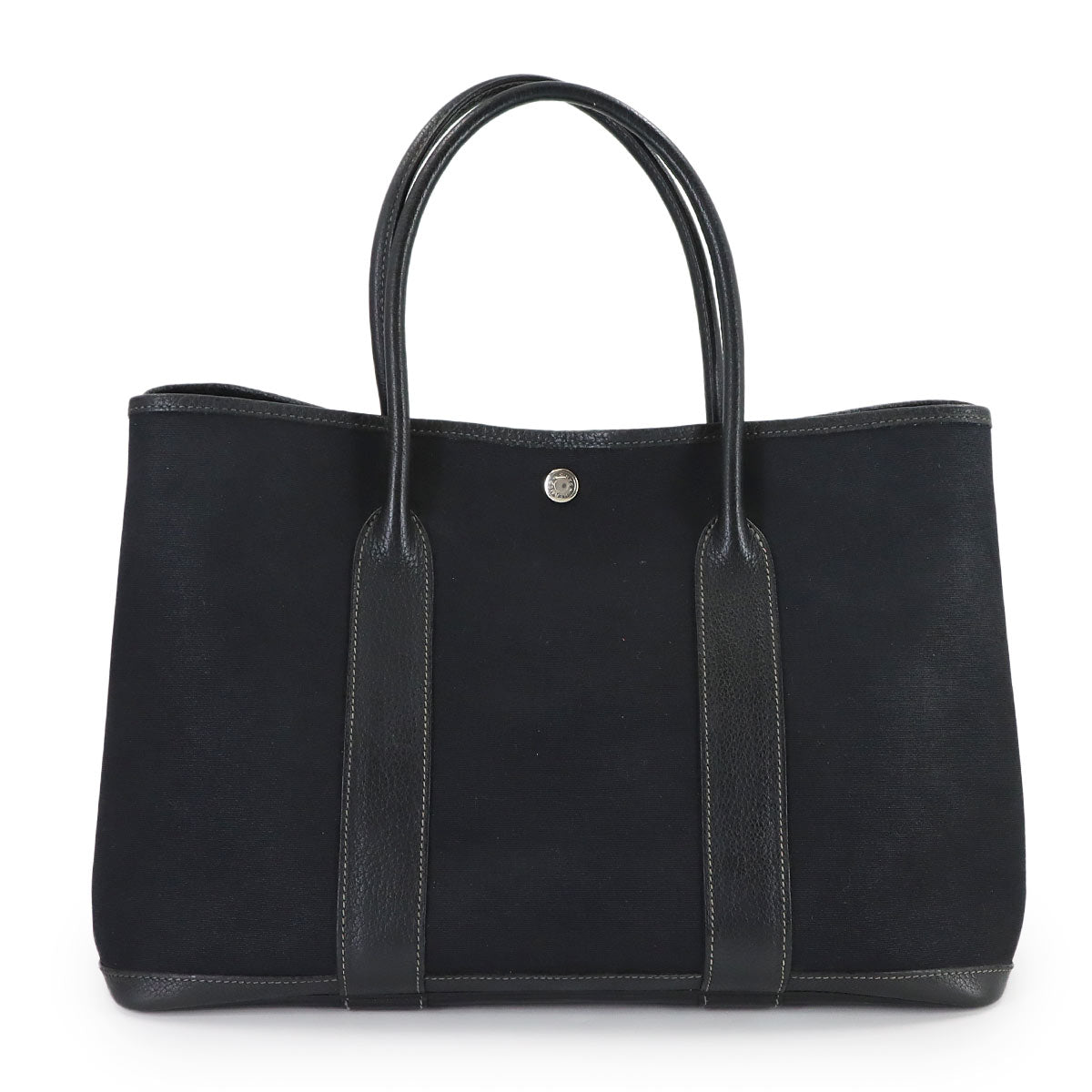 Garden Party PM Tote Bag Toile Officier Leather Black