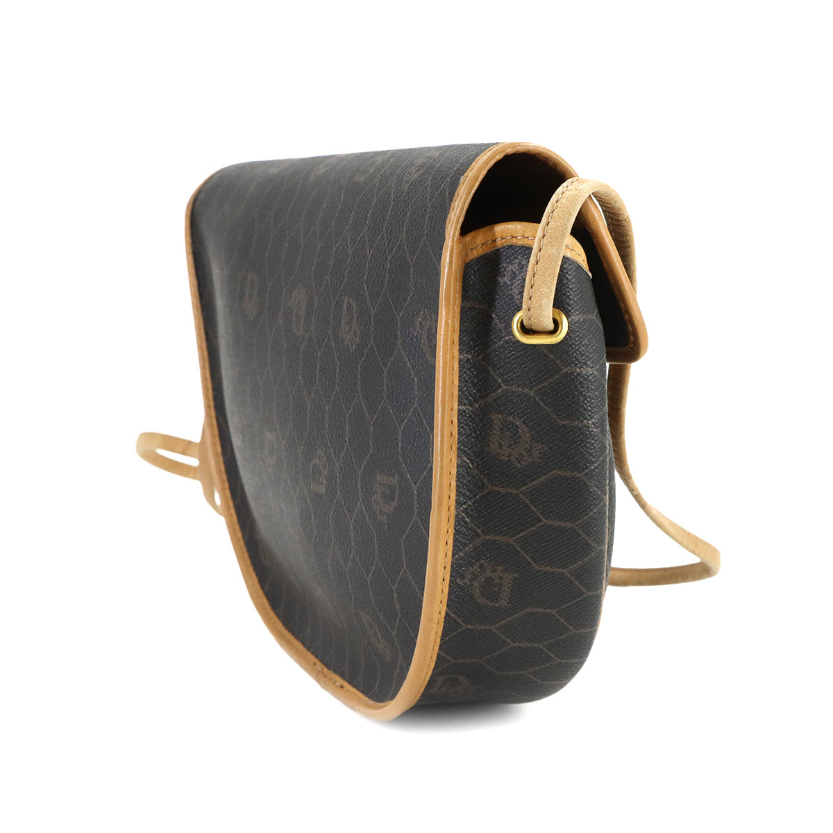 Honeycomb Shoulder Bag PVC Leather Black Brown Purse