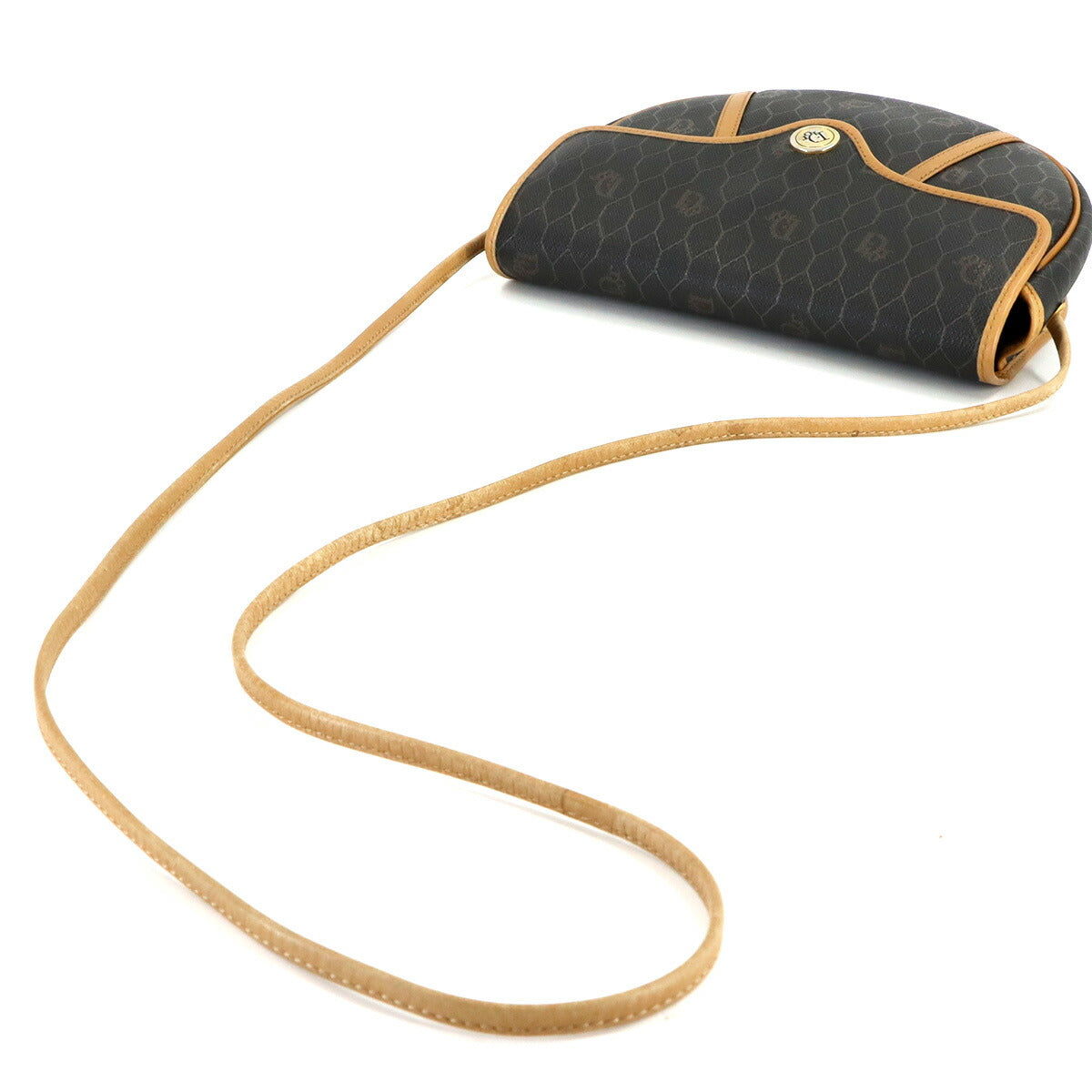 Honeycomb Shoulder Bag PVC Leather Black Brown Purse
