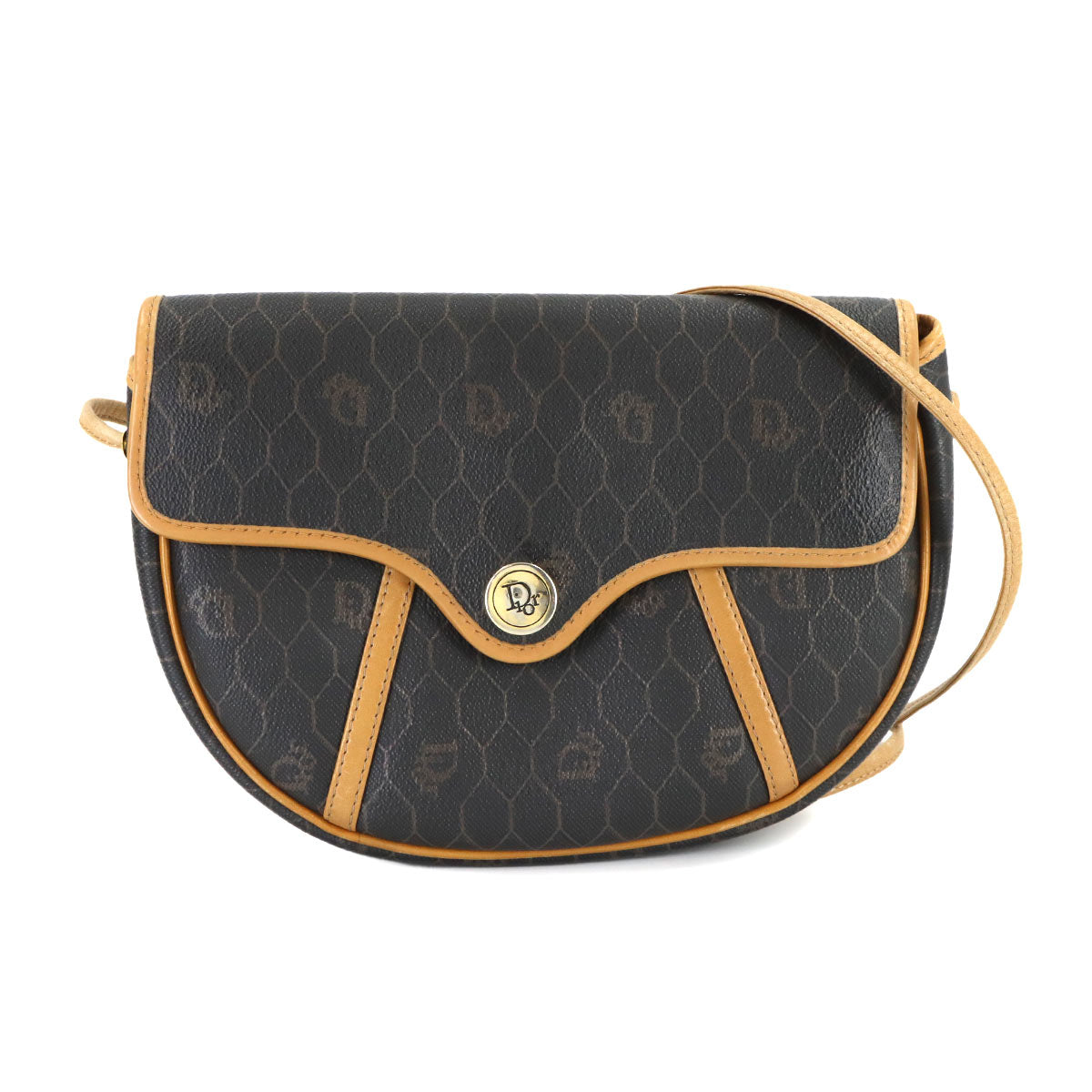 Honeycomb Shoulder Bag PVC Leather Black Brown Purse