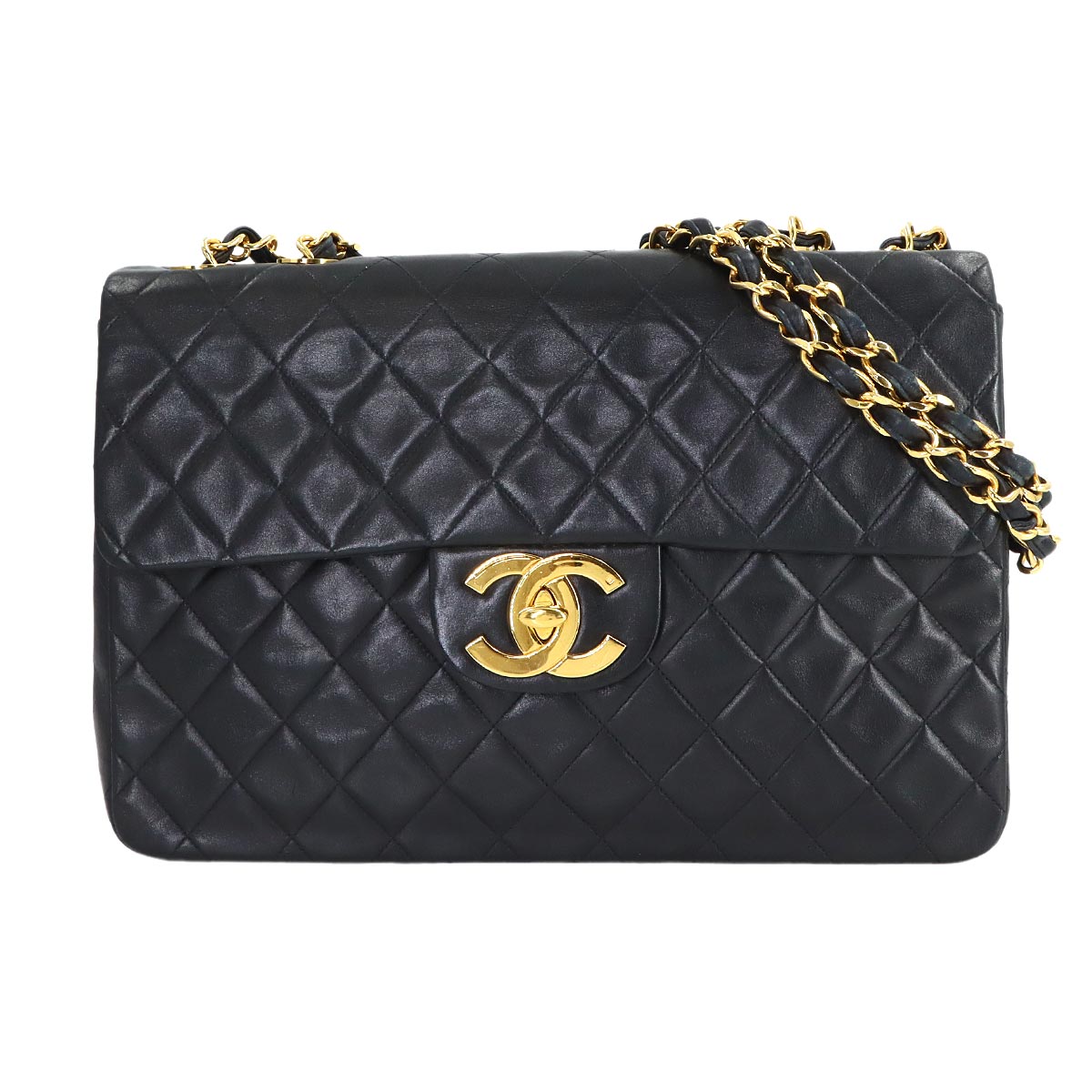 Matelasse 34 Chain Shoulder Bag Leather Black A01094 Vintage