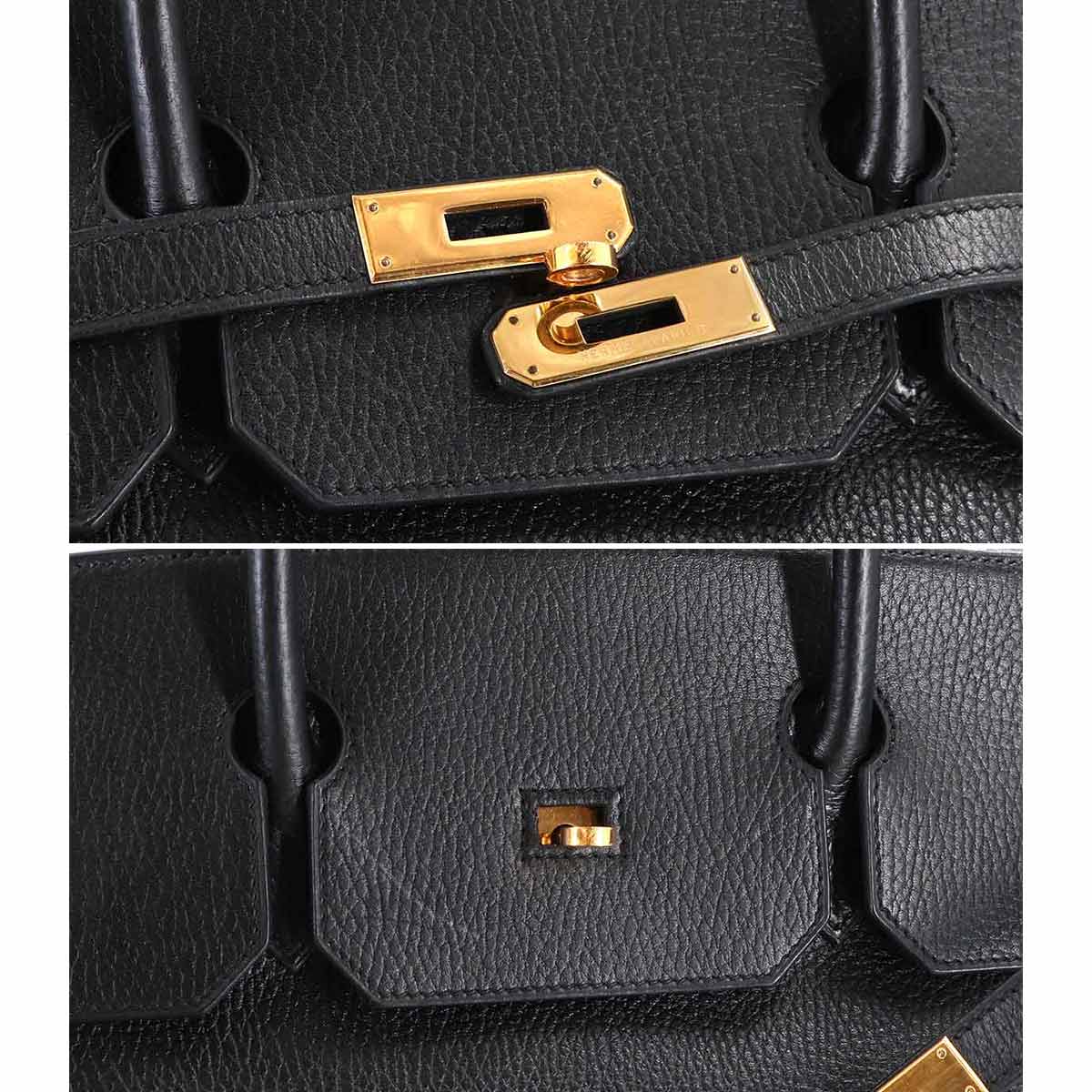 Birkin 40 Ardennes Leather Black Hand Bag Vintage Purse