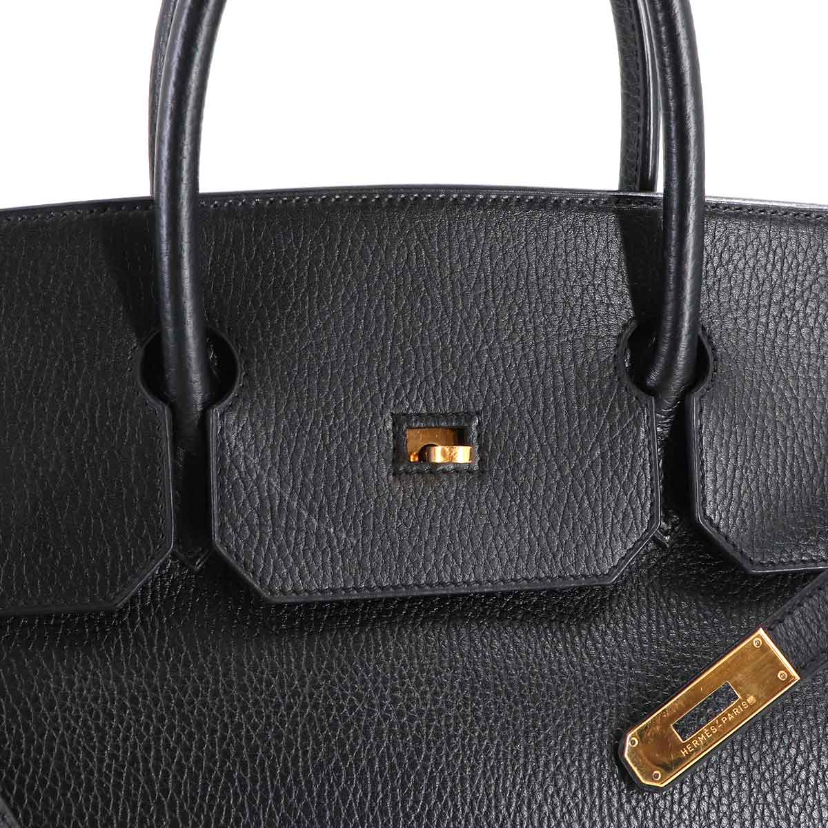 Birkin 40 Ardennes Leather Black Hand Bag Vintage Purse