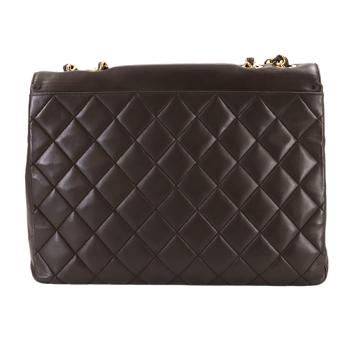 Matelasse Chain Shoulder Bag Leather Brown Purse