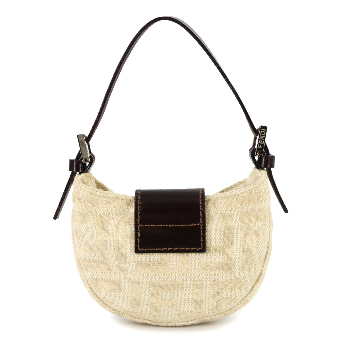 Zucca Mini Croissant Bag Pouch Canvas Leather Beige Brown Vintage