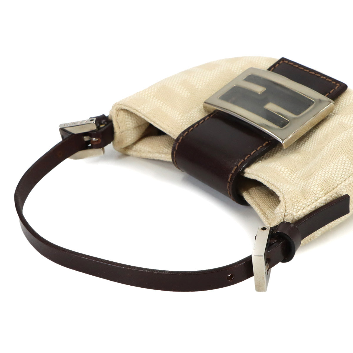 Zucca Mini Croissant Bag Pouch Canvas Leather Beige Brown Vintage
