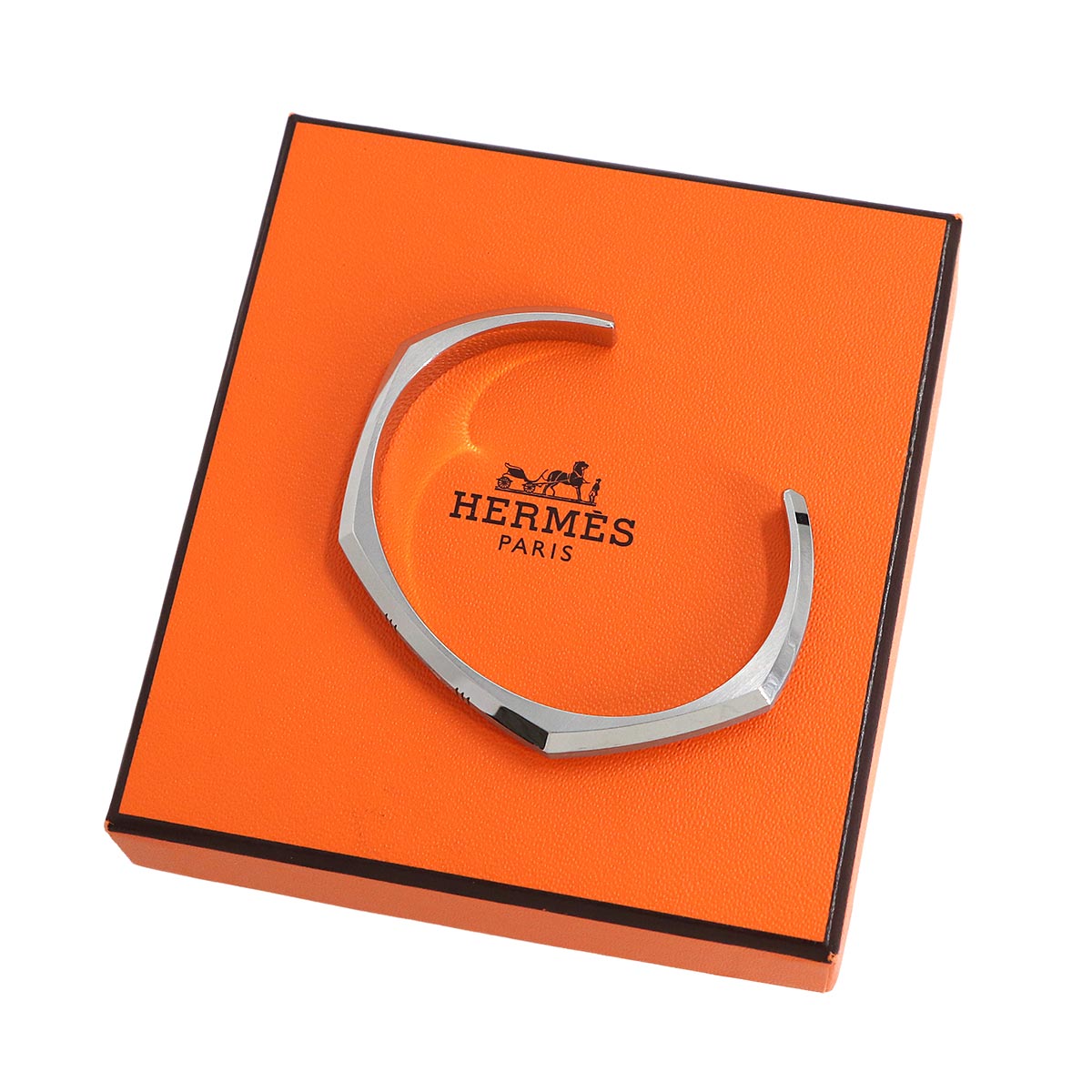 HERMES Toolbox Bangle Bracelet Accessory Silver T4